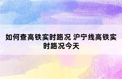 如何查高铁实时路况 沪宁线高铁实时路况今天